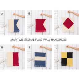 Wall Hanging // Maritime Signal Flags A, B, F, H, J, L Hand Knit in Wool - thumbnail 1
