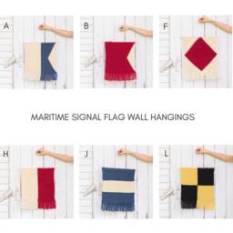 Wall Hanging // Maritime Signal Flags A, B, F, H, J, L Hand Knit in Wool - thumbnail 1