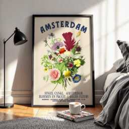 Amsterdam Floral Travel Poster - Vintage Botanical Wall Art Print - thumbnail 3