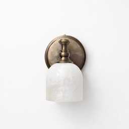 Handcrafted Alabaster Brass Wall Sconce With Marble Wall Sconce Light - Luxury Bathroom Light Fixture Handmade Stone Lamp Shade - thumbnail 3