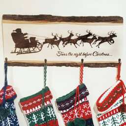 Christmas Stocking Holder, Custom Wood Stocking Holder, Hanger, Reindeer, Santa - thumbnail 1