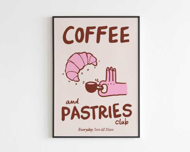 Coffee & Pastries Club - A3 A4 A5 Wall Art Poster Print Music Gift Gig - image 1