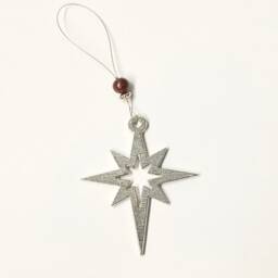 Hanging Christmas Star, Quirky Star Pewter Handmade Uk, Decoration - thumbnail 1