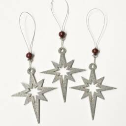 Hanging Christmas Star, Quirky Star Pewter Handmade Uk, Decoration - thumbnail 2
