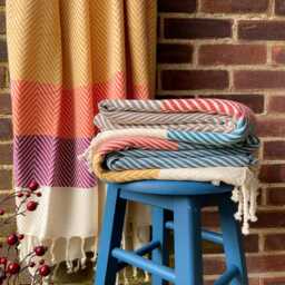 Personalised Herringbone Cotton Throw Blanket, Handwoven Sofa Throw, Anniversary Gift - thumbnail 4