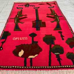 Handwoven Afghan War Rug Vintage Tribal Wool Art - 2.6x4 Ft - thumbnail 2