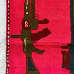 Handwoven Afghan War Rug Vintage Tribal Wool Art - 2.6x4 Ft - thumbnail 3