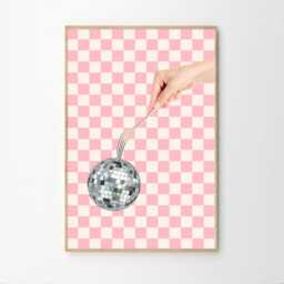 Funky Disco Ball Fork Art Canvas Poster, Trendy Wall Art, Apartment Aesthetic Decor, Retro Home Printed Gift - thumbnail 2