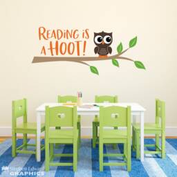 Reading Is A Hoot Decal - Children Wall Art Vinyl Teacher Or Library Decor - thumbnail 1