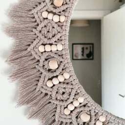 Large Beaded Mirror - Bronze Wall Decor Housewarming Day Gift Living Room Boho Express Shipping - 1-3 Days Nursery - thumbnail 3
