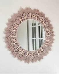 Large Beaded Mirror - Bronze Wall Decor Housewarming Day Gift Living Room Boho Express Shipping - 1-3 Days Nursery