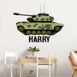 Army Tank Wall Decals Personalised Name Kids Bedroom Nursery Decor - thumbnail 2