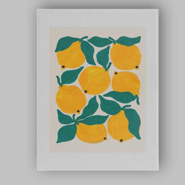 Minimalist Yellow Lemon Leaf Illustration Canvas Wall Art Print Decor Picture Ready To Hang - image 1