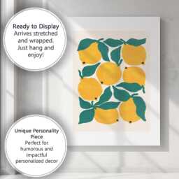 Minimalist Yellow Lemon Leaf Illustration Canvas Wall Art Print Decor Picture Ready To Hang - thumbnail 3