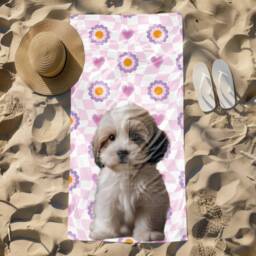 Personalized Pet Photo Beach Towel, Oversized Custom Cat Monogram Pool Dog Towel For Kids, Vacation Gift, Picnic - thumbnail 3