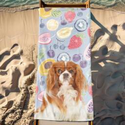 Personalized Pet Photo Beach Towel, Oversized Custom Cat Monogram Pool Dog Towel For Kids, Vacation Gift, Picnic - thumbnail 2