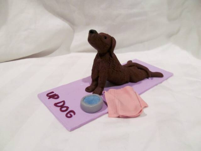 Custom Hand Sculpted Yoga Dog - Upward Facing Pose - image 1