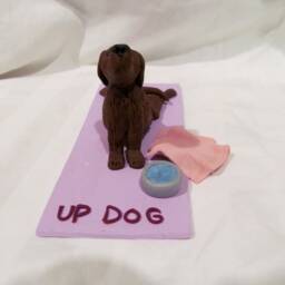 Custom Hand Sculpted Yoga Dog - Upward Facing Pose - thumbnail 2