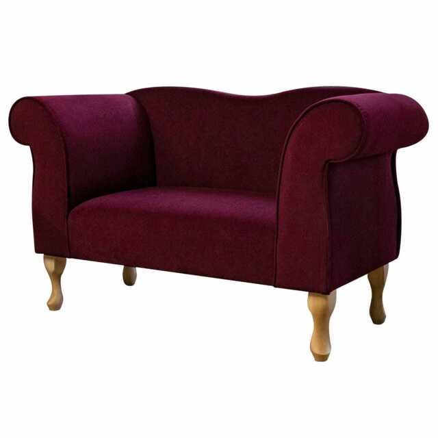 Small Burgundy Velvet Chaise Sofa - Upholstered Chair Handmade in Britain - image 1
