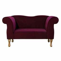 Small Burgundy Velvet Chaise Sofa - Upholstered Chair Handmade in Britain - thumbnail 2