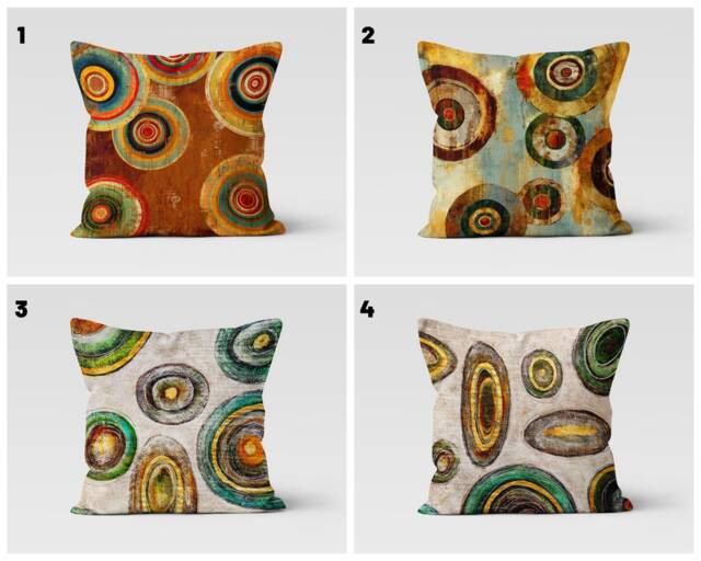 Abstract Painting Cushion Cover/Abstract Geometric Pillow Covers/Brown Grey Throw Cover/Housewarming Case/Throw Top - image 1