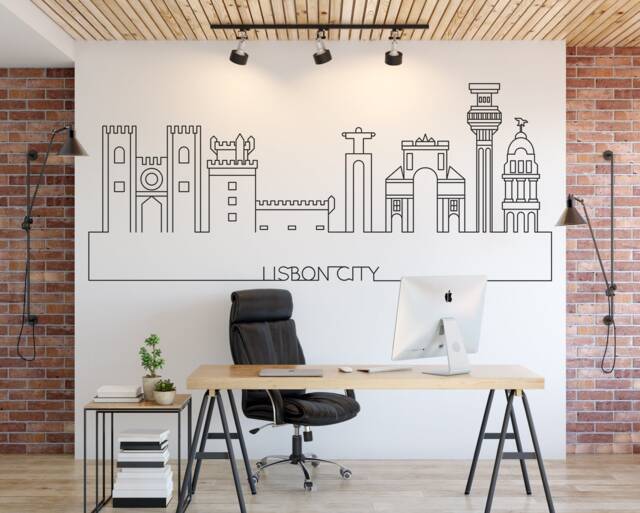 Lisbon Skyline Wall Decal Cityscape Home Decor - image 1