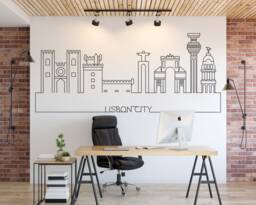 Lisbon Skyline Wall Decal Cityscape Home Decor - thumbnail 1