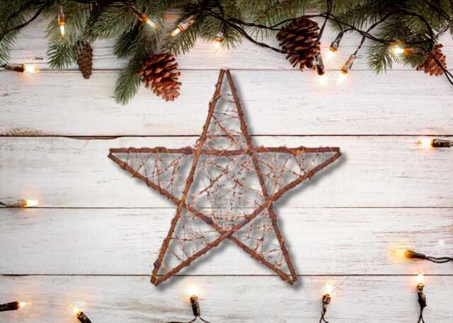 Vine Star Wreath Natural Christmas Decoration, Rattan Base Ring, 25cm & 30cm - image 1