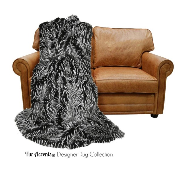 Black & White Spiked Faux Fur Throw Blanket - Minky Lining, Handmade in Usa - image 1