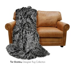 Black & White Spiked Faux Fur Throw Blanket - Minky Lining, Handmade in Usa