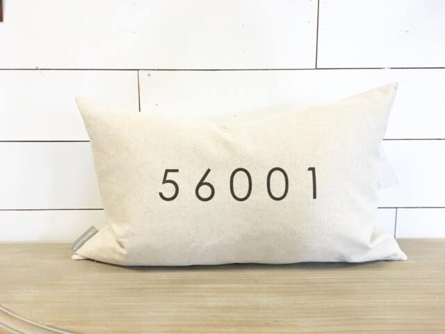 Personalized Zip Code 16 X 26 Pillow Cover // Accent/Throw Gift Home Decor
