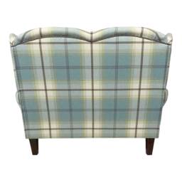 Wing Back Queen Anne Cottage 2 Seat Sofa -Balmoral Duck Egg Blue Tartan Fabric - thumbnail 3