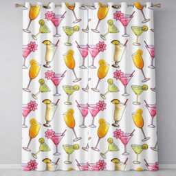 Colorful Cocktail Drinks Summer Party Seamless Pattern Readymade Eyelet Ring Top Thermal 100% Blackout Curtains - thumbnail 2