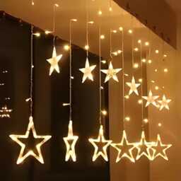 Waterproof Star Curtain Lights, Warm White Led, 8 Modes, Outdoor Indoor Fairy String Lights For Weddings, Christmas, Birthday - thumbnail 2