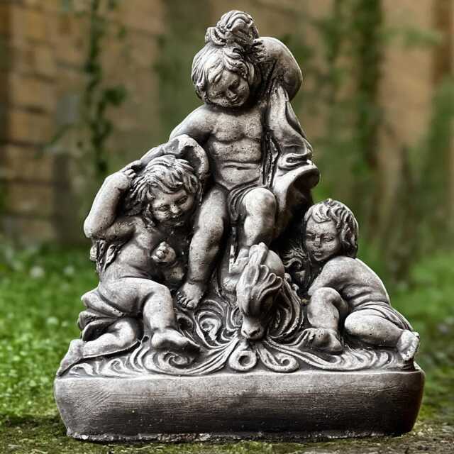 Cherubs Garden Statue Concrete Putti Fountain Decor Baroque Style Sculpture Outdoor Romantic Art Cement Angels Figure Memorial Children - image 1