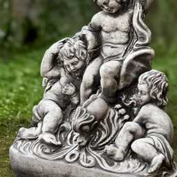 Cherubs Garden Statue Concrete Putti Fountain Decor Baroque Style Sculpture Outdoor Romantic Art Cement Angels Figure Memorial Children - thumbnail 2