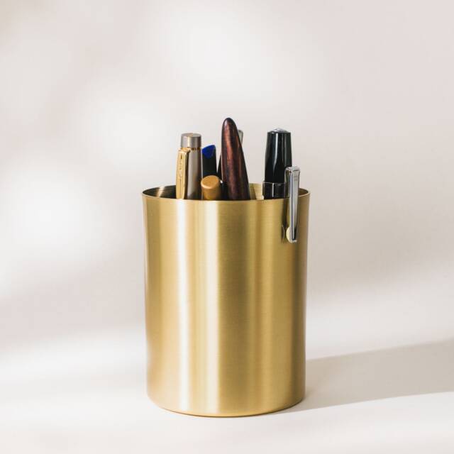 Solid Brass Pen Holder - Sleek Desk Organizer - image 1
