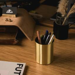 Solid Brass Pen Holder - Sleek Desk Organizer - thumbnail 3