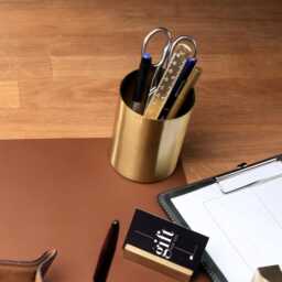 Solid Brass Pen Holder - Sleek Desk Organizer - thumbnail 3