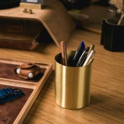 Solid Brass Pen Holder - Sleek Desk Organizer - thumbnail 4
