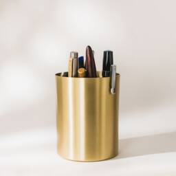 Solid Brass Pen Holder - Sleek Desk Organizer