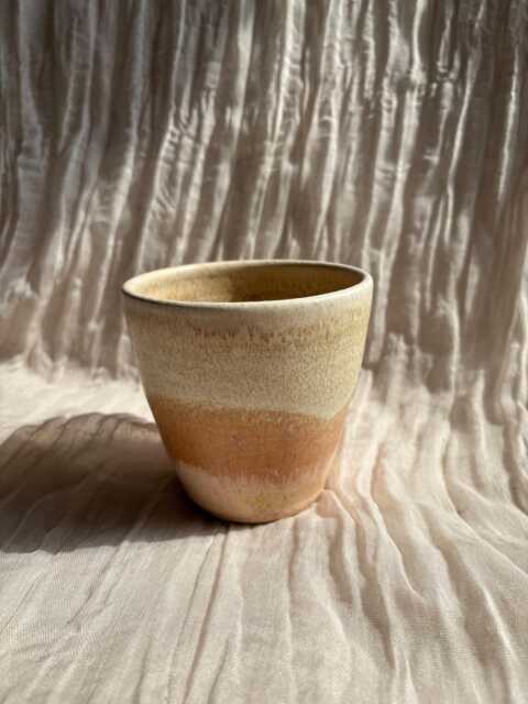 Dunes Ceramic Planter, Handmade Glazed Pot, Sandy Plant Pots, 500Ml Orange Vessel, Unique British Gift, Handcrafted Pots - image 1