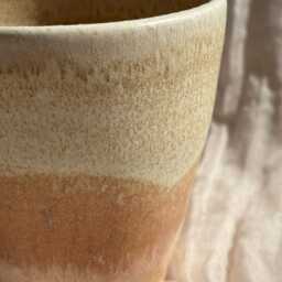 Dunes Ceramic Planter, Handmade Glazed Pot, Sandy Plant Pots, 500Ml Orange Vessel, Unique British Gift, Handcrafted Pots - thumbnail 2