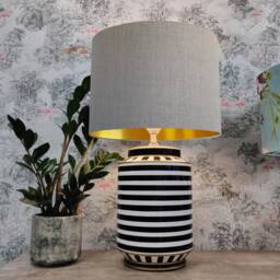 Dove Grey Lampshade in Linen With Gold Lining, Textured Large Plain Ceiling Lightshade - thumbnail 2
