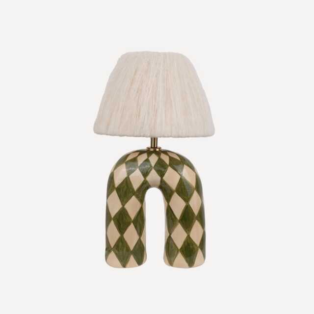 Handmade Green Diamond Ceramic Lamp Artisan Home Lighting - image 1