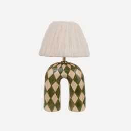 Handmade Green Diamond Ceramic Lamp Artisan Home Lighting - thumbnail 1