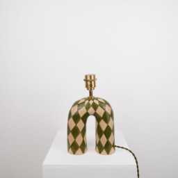 Handmade Green Diamond Ceramic Lamp Artisan Home Lighting - thumbnail 4