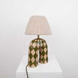 Handmade Green Diamond Ceramic Lamp Artisan Home Lighting - thumbnail 2