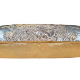Silk Brocade Throw Pillow Cushion Cover Rubelli Fabric Aqua Blue & Gold Barbarigo Pattern - Made in Italy - thumbnail 2
