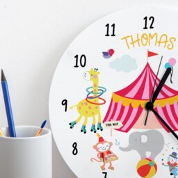Personalised Children's Wall Clock - Circus Nursery Kids Bedroom Decor Gift - thumbnail 3